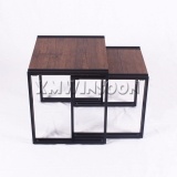 2 Piece Modern Metal Nesting Side Tables Set With MDF Top AB6020 