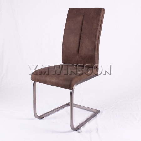 Leather Brushed Metal Dining Chairs
