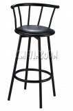 Black Counter Padded Swivel Metal Bar Stool With Back AC1010 