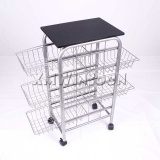 Metal Kitchen Island Cart On Wheels With 5 Baskets AB3210 