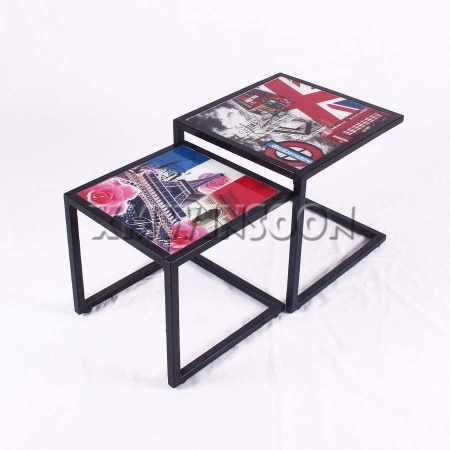 Steel Frame Modern Nesting Coffee Tables Set