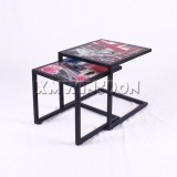 Steel Frame Modern Nesting Coffee Tables Set With Tempered Glass AB6010 