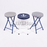 Pattern Metal Thick Padded Folding Stool AC0014 